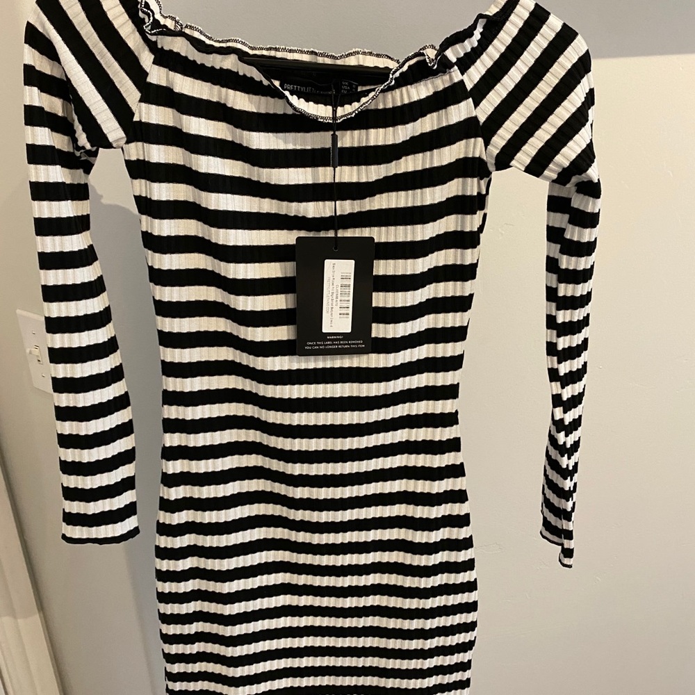 Pretty Little Thing over the shoulder dress